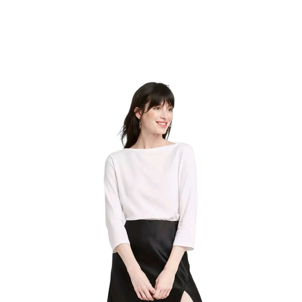 A New Day. woman's 3/4 sleeve boat neck t shirt